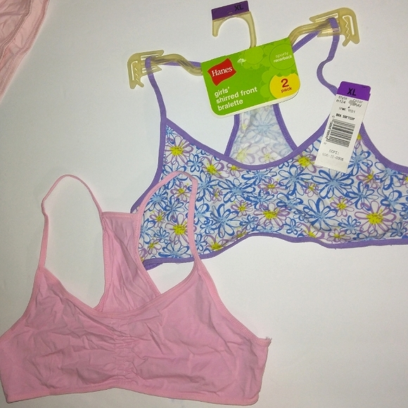 ☆NWT☆HANES Girls Bundle Crop top & Shirred front Bralette Sets~Training Bra XL - Picture 3 of 16